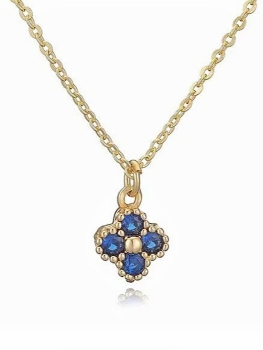 Gold-Tone Blue Pendant Necklace